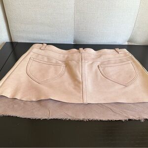 Leather and Tulle Dusty Rose Mini Skirt